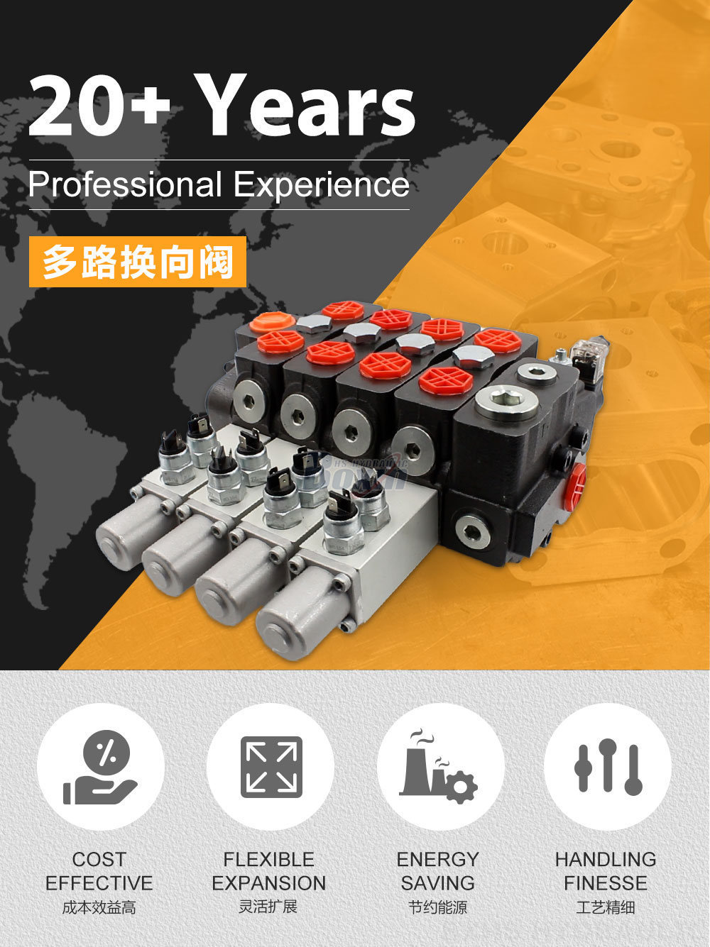 DLS180 微动开关 手控 4 联 分片式换向阀